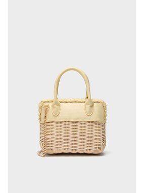 Moda Luxe Maya Crossbody Handbag in Yellow New Raffia Tote Bag Purse